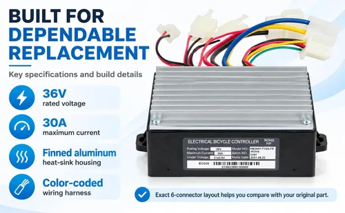 Vista 5 de Controlador de 36V para Razor MX500 - Módulo de control de repuesto premium para MX500 (V21+), MX650 (V14+), McGrath SX500, EcoSmart Electric