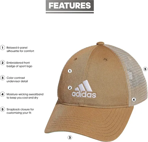 Vista 2 de adidas Men's Mesh Back Relaxed Crown Snapback Adjustable Fit Cap
