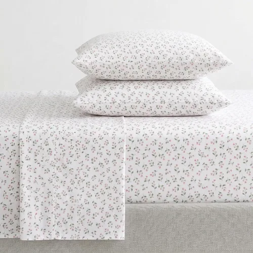 Vista 69 de Martha Stewart - Juego de sábanas tamaño individual con sábana bajera y funda de almohada, ropa de cama de percal de algodón con una sensación