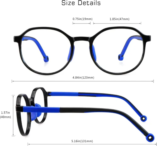 Vista 3 de VisionGlobal Lentes de bloqueo de luz azul para niños, antifatiga ocular y borrosos, gafas de computadora, antirreflejos