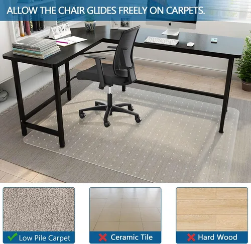 Vista 2 de Tapete para Silla de Oficina para Alfombra, 30" x 48" Tapete Protector de Alfombra de Pelo Bajo para Silla de Oficina, Tapetes de Oficina Bajo
