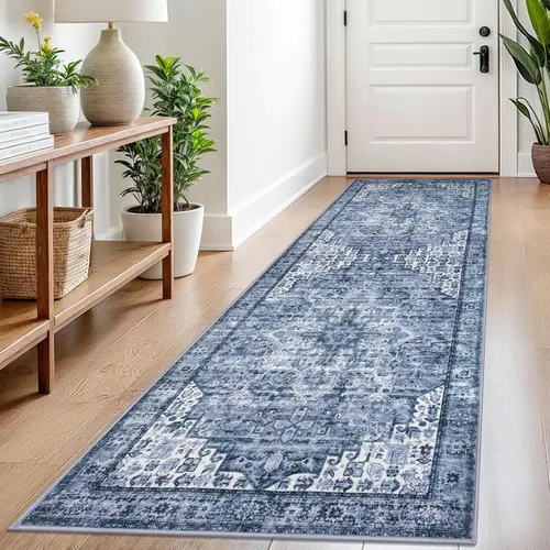 Vista 118 de SIILOOM Alfombra lavable de 2 x 3 pies, alfombra suave color taupe ceniza para entrada, tapete antideslizante para puerta de interior, tapete