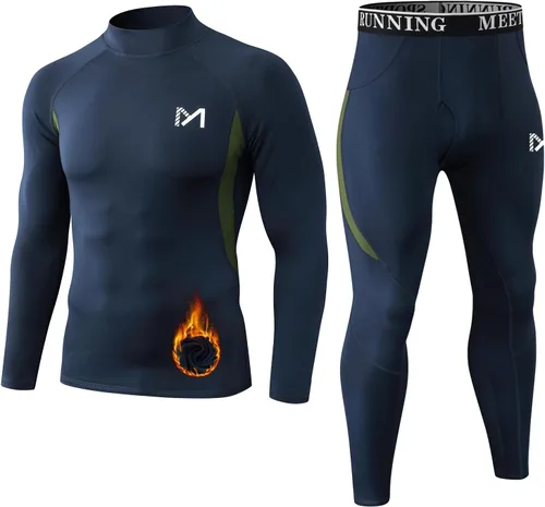 Vista 6 de MEETYOO - Ropa interior térmica para hombre, conjunto de calzoncillos largos, capa base de invierno, para esquí y correr Negro