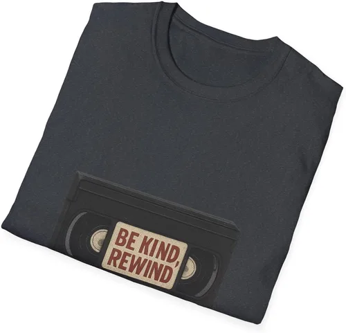 Vista 4 de Be Kind Rewind VHS Tape T-Shirt Retro 80s 90s Nostalgia Dark Heather Grey
