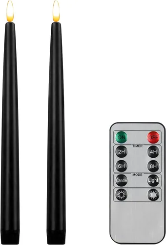 Vista 19 de CVHOMEDECO. Velas cónicas sin llama con control remoto de 10 teclas, velas LED parpadeantes con mecha 3D, funciona con pilas, velas de cera real