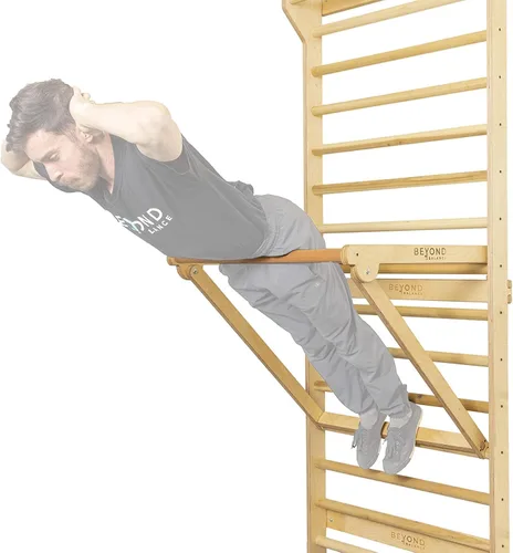 Vista 6 de Beyond Balance Estación de entrenamiento personal: barras de escalera suecas con accesorio de barra de inmersión ajustable