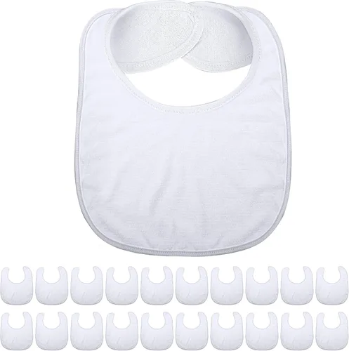 Vista 7 de Geyoga 20 baberos blancos de sublimación para decoración de bebé, lavables y reutilizables, de tela, baberos