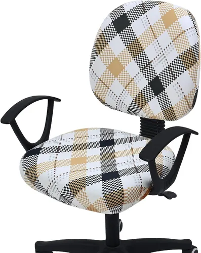 Vista 15 de Smiry Fundas de asiento impresas para silla de computadora de oficina, ajuste elástico, universal para silla giratoria de escritorio, lavables, Beige