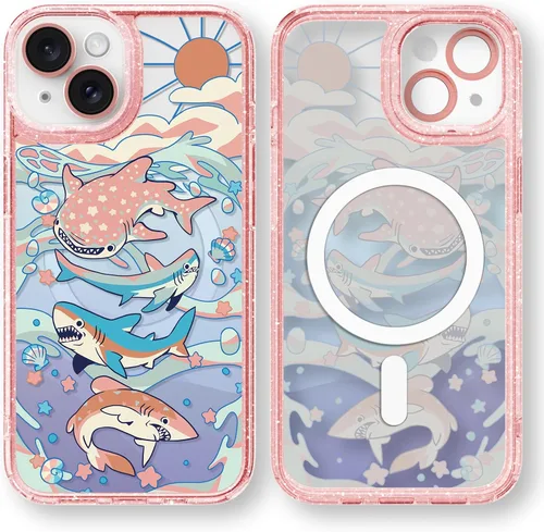 Vista 127 de Compatible para iPhone 13 Funda Bonita Estética - Funda para Teléfono Rosa con Purpurina con Protector de Cámara - Diseño de Cubierta