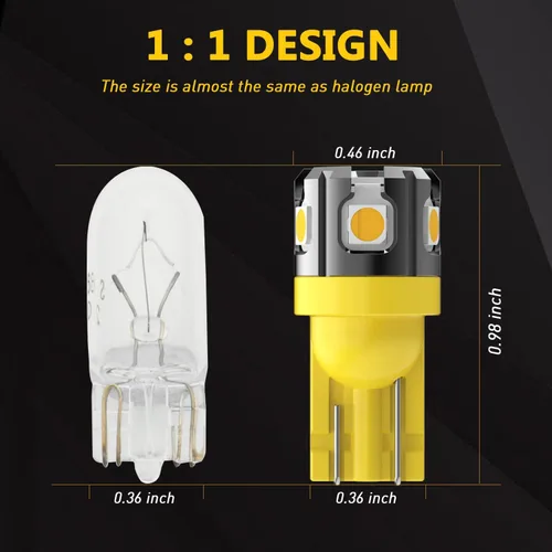 Vista 4 de PHINLION 194 foco LED amarillo ámbar súper brillante 168 2825 2827 T10 W5W miniatura focos LED de repuesto para luces de interior de coche, domo