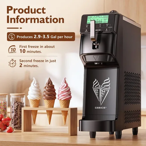 Vista 3 de Máquina para hacer helados de servicio suave comercial Negro
