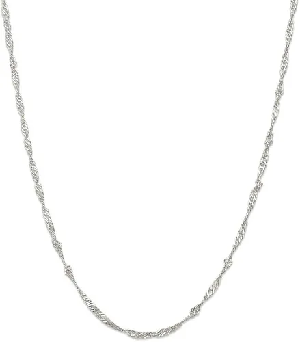 Vista 10 de 925 Sterling Silver 3mm Link Singapore Chain Necklace 18 Inch Pendant Charm Fine Jewelry For Women Gifts For Her