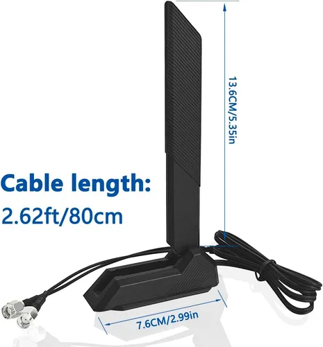 Vista 2 de GinTai Antena externa WiFi 6 6E Tri-Band 6GHz 5.8GHz 2.4GHz Base Magnética Antena PC Computadora de escritorio para Asus Rog Strix para Gigabyte