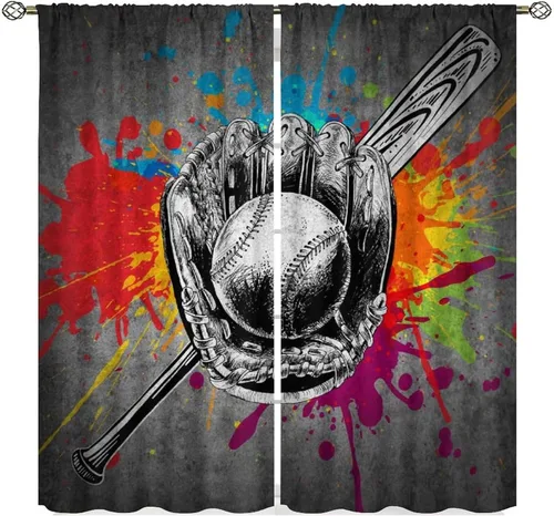 Vista 7 de Cortinas de fútbol, tratamientos de ventana con tema deportivo para niños, decoraciones de fútbol americano para niños, decoraciones de bola
