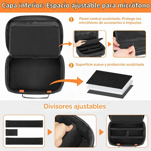Vista 4 de PGmoon Estuche de transporte para micrófono inalámbrico con 3 ranuras