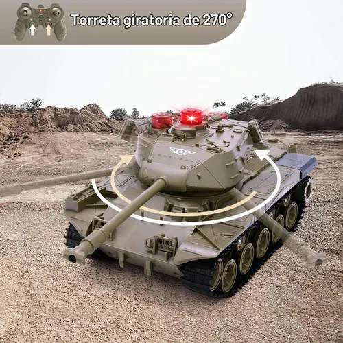 Vista 4 de Tanque de Control Remoto para Niños, M41A3 Tanque de Batalla del Ejército Americano Programable RC con Luces y Sonidos Realistas, Vehículos RC