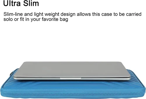 Vista 4 de DOMISO Funda para laptop de 14 pulgadas resistente a golpes e impermeable con asa, ligera, suave, EVA, estuche para tablet para laptops de Azul