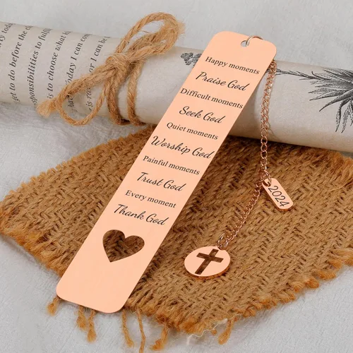 Vista 5 de Marcapáginas de la Biblia cristiana, regalos religiosos – Regalo de bautismo de confirmación para niñas y niños – Regalo de graduación 2024
