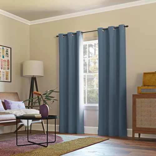 Vista 24 de Sun Zero Easton Panel de Cortina Opaca con Ojales de Ahorro de Energía, 40" x 63", Gris, Gris Raíz = {'valor': "['Gris']"}