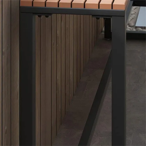 Vista 8 de LAKIQ Moderna mesa rectangular de bar para exteriores con caballete para exteriores, mesa de altura de pub para patio, mesa de madera fabricada