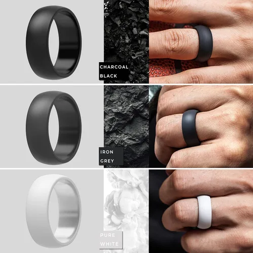 Vista 3 de ThinderFit - Anillo de boda de silicona para hombre y mujer 1132pulgadas de ancho 332pulgadas de grosor
