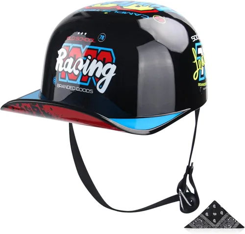 Vista 11 de Baseball Motorcycle Helmet - DOT Approved Open Face Helmet for Men Women Baseball Cap Helmet for Bike, Cruiser, Chopper, Moped, Scooter