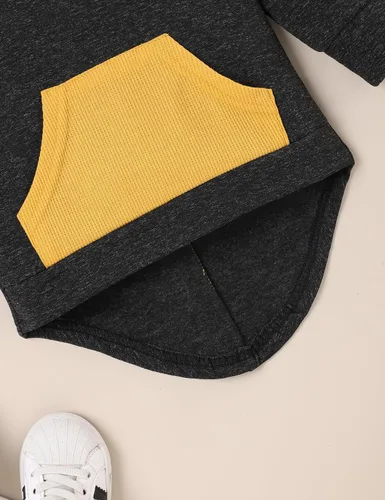 Vista 7 de FoWear Ropa de bebé niño para otoño e invierno, sudadera con capucha de manga larga y pantalones, 2 piezas