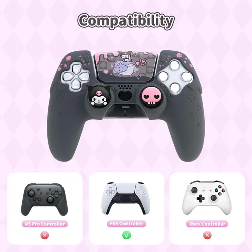 Vista 2 de Silicone PS5 Controller Cover Skin Set,Anti-Slip Soft Protective Case for PS5 Wireless Controller with 2 Thumb Grip Caps and 1 Sticker