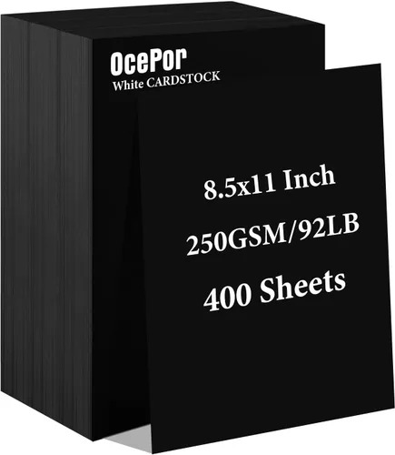 Vista 23 de OcePor 100 hojas de cartulina negra de 8.5 x 11 pulgadas, cartulina negra de 92 libras/250gsm, papel grueso de cartulina, papel pesado de cartulina