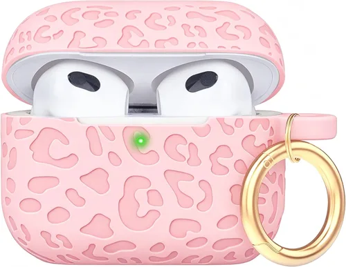 Vista 56 de Compatible con funda AirPods Pro 2019, Gawnock Funda de silicona suave y flexible para funda AirPods Pro para mujeres y niñas con llavero (Caqui)