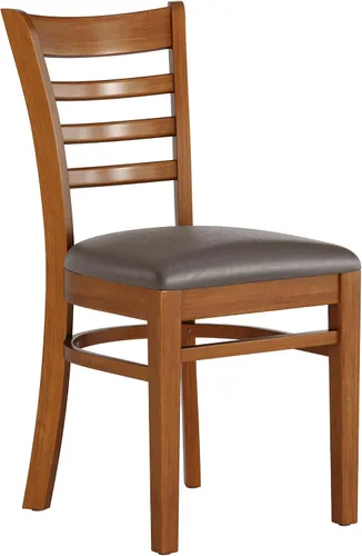 Vista 10 de Flash Furniture HERCULES Series Silla de restaurante de madera natural con respaldo de escalera - Asiento de vinilo burdeos Asiento de vinilo