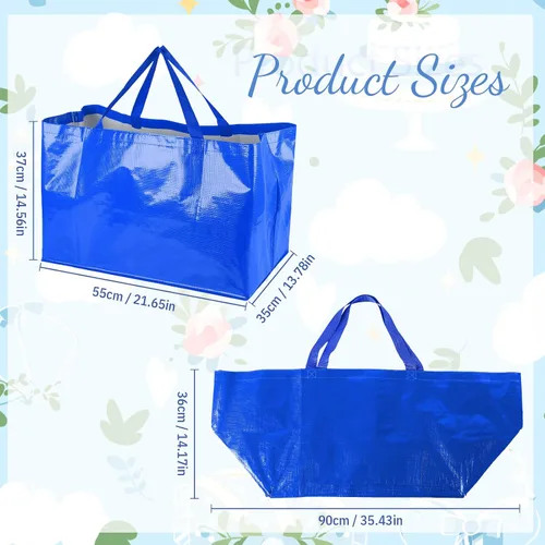 Vista 4 de Shappy 6 Piezas Bolsas de Compra Extragrandes Reutilizables con Asas, Bolsas de Comestibles Tejidas Coloridas de Plástico Impermeable