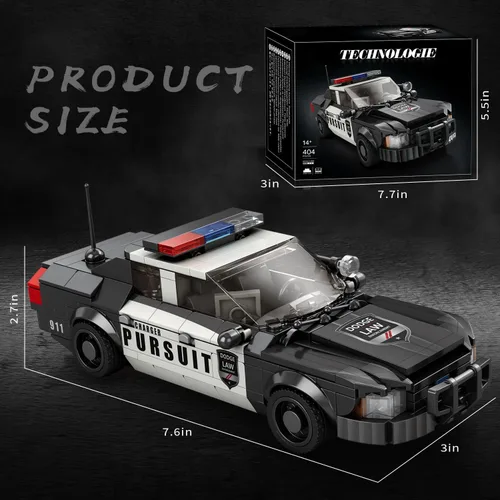 Vista 9 de Kit de bloques de construcción de juguete de coche de policía, compatible con autos Lego, juego de construcción de autos Speed Champions, regalo