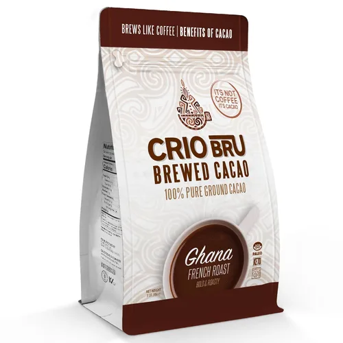 Vista 12 de Crio Bru Brewed Cacao Ghana French Roast Bolsa de 1.5 libras (24 onzas) – Bebida saludable natural alternativa al café Granos de cacao molidos