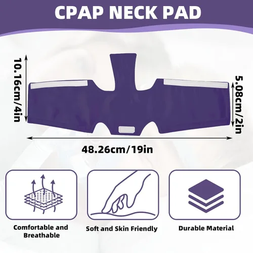 Vista 2 de Almohadilla de cuello CPAP de satén para correas de casco CPAP, cubiertas CPAP transpirables, cómodos cojines de correa CPAP, fundas de correa