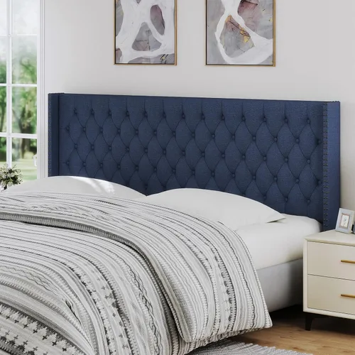 Vista 13 de Furpopup Cabecero tamaño Queen solamente, cabecero de pared con respaldo de ala, tamaño Queen para cama ajustable con acolchado de espuma de alta