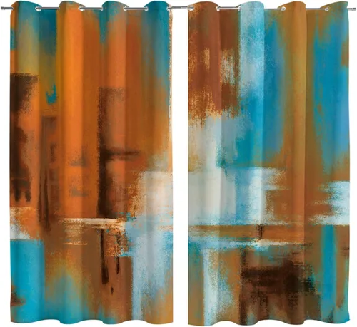 Vista 36 de Asuexpect Cortinas Abstractas Negras y Grises 2 Paneles Cortinas Abstractas Rust para Oscurecer la Habitación con Ojales Cortinas de Ventana Negro