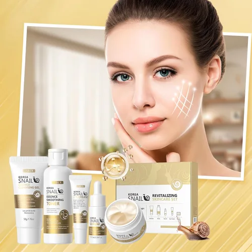 Vista 8 de Set de cuidado de la piel, juegos y kits revitalizantes para el cuidado de la piel de caracol facial, regalos para niñas adolescentes con limpiador