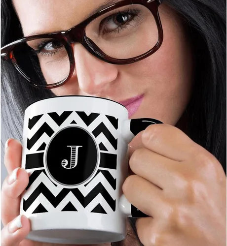 Vista 2 de 3dRose Taza, 15oz, Negro/Blanco