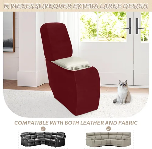Vista 293 de Arfntevss Fundas de sofá seccional reclinable de terciopelo, Funda de sofá seccional de esquina para sofá reclinable, Funda elástica suave