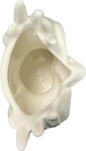 Vista 9 de Soporte decorativo para brochas de maquillaje facial, diseño de escultura de cerámica blanca, 7 x 4.7 pulgadas, organizador de cosméticos