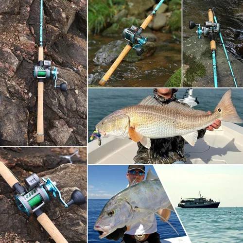 Vista 7 de Sougayilang Inshore Fishing Rod Combo with Line Counter Fishing Reel Suitable for Catfish, Salmon/Steelhead, Striper Bass Fishing