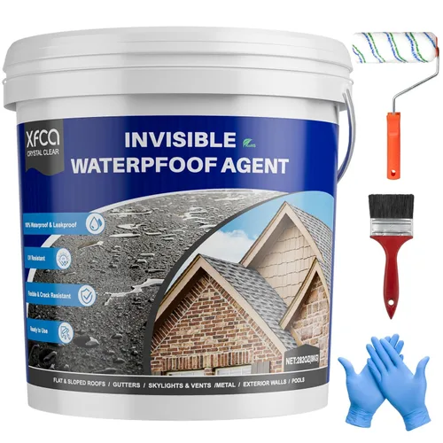 Vista 9 de Sellador impermeable transparente, revestimiento impermeable transparente de 5 galones, agente invisible a prueba de agua líquido para techos