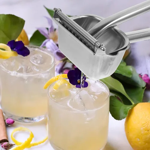 Vista 7 de Exprimidor manual de frutas de acero inoxidable para el hogar y camping, práctico exprimidor de cítricos y mangos, extractor no eléctrico