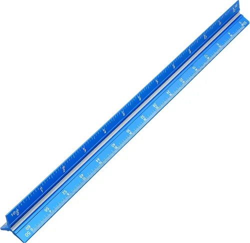 Vista 12 de Regla de escala para ingenieros de 12 pulgadas, regla triangular de ingeniería de aluminio sólido con grabado láser, herramienta de dibujo
