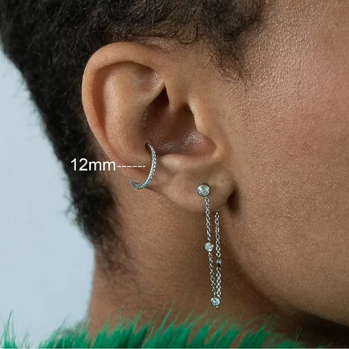 Vista 5 de FINE4U ASTM F136 Titanium Hoop Body Jewelry 16G 6mm 8mm 10mm 11mm 12mm - Hypoallergenic Hinged Clicker for Septum, Cartilage, Conch, Helix, Rook