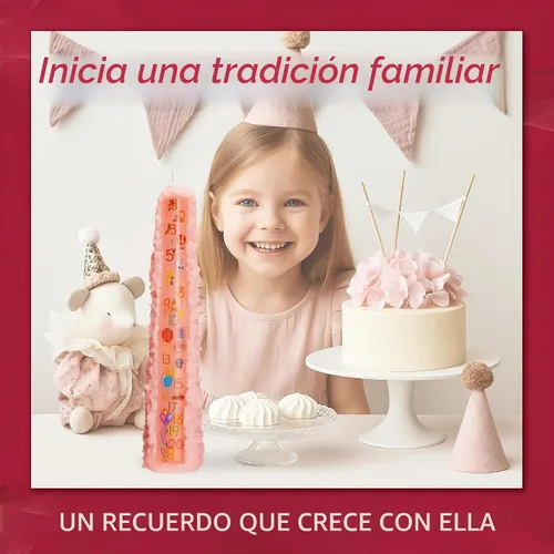 Vista 2 de Biedermann & Sons Vela de pilar numerada de cumpleaños de 1 a 21 (rosa bebé), redonda de 15 pulgadas, cera de parafina sin perfume, aproximadamente
