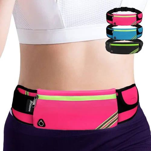 Vista 7 de AIKENDO Cinturón Riñonera para Correr, Bolsa de Cintura, Riñonera de Entrenamiento, Cinturón de Bolsillo para Trotar sin Rebotes – Portador de Negro