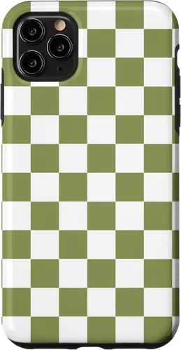 Vista 13 de Funda para iPhone 17 con diseño de cuadros verde oliva estético retro