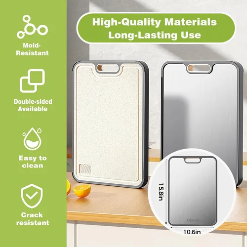 Vista 5 de [Usado] Tablas de cortar para cocina Tabla de cortar de acero inoxidable tablas de cortar de acero para cocina de doble cara de acero